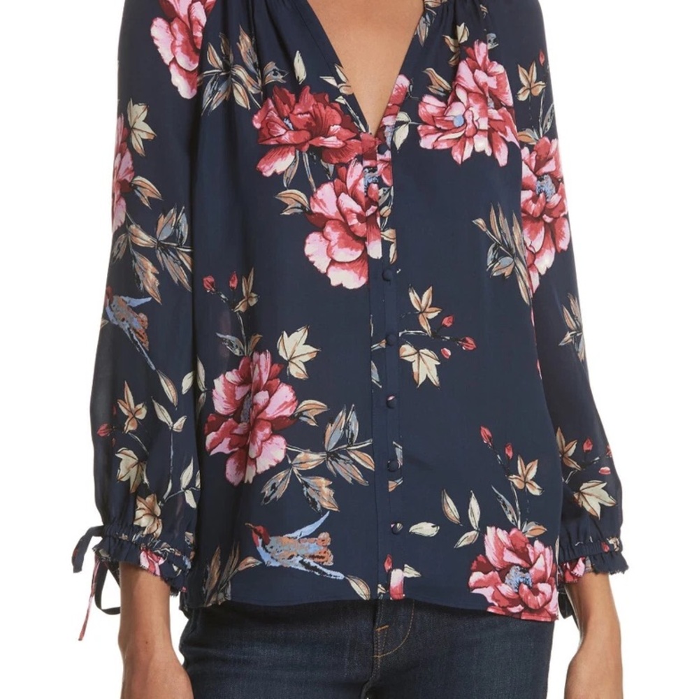 Joie Navy Floral Blouse